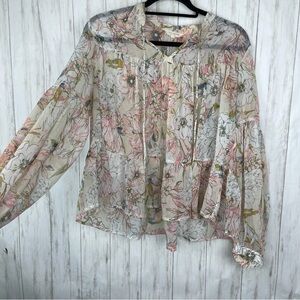 Lucky Brand bohemian floral flowy top Medium